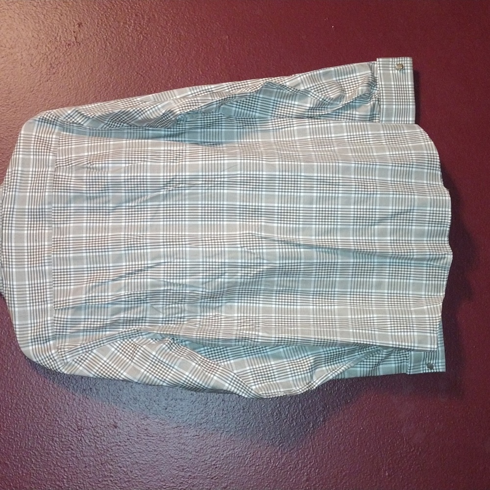 Men's Sean John button down brown, grey and beige shirt with fancy cuff links - Picture 2 of 5